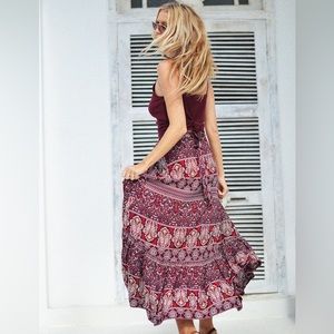 NWT Le Salty Label Boheme Wrap Skirt in Sangria